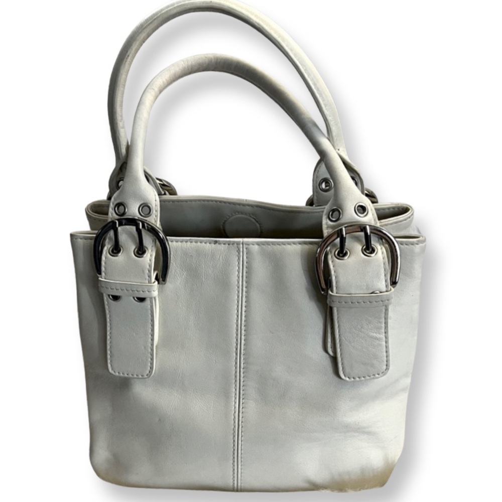 Tigbags white leather satchel handbag